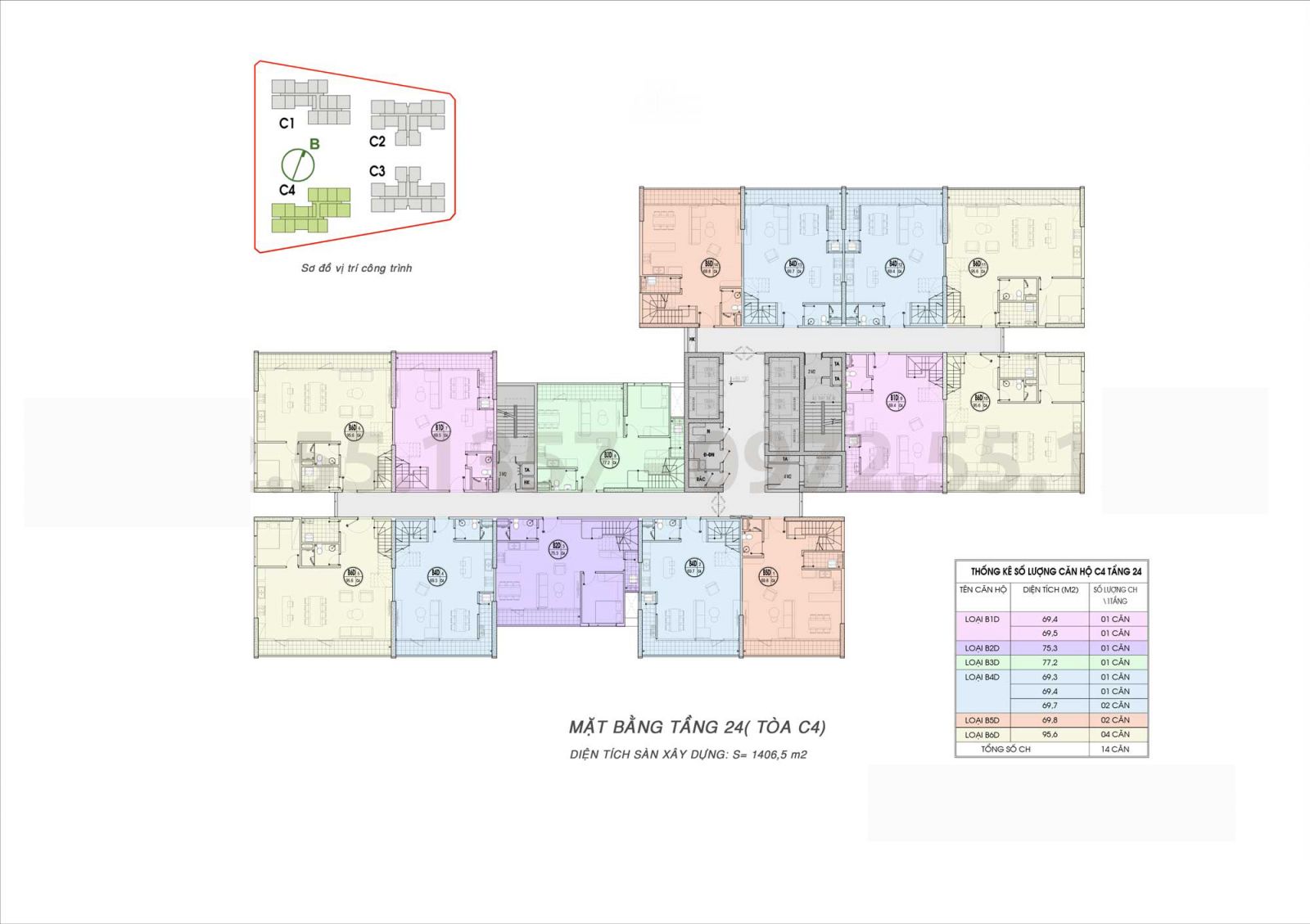 MẶT BẰNG TẦNG 24 TÒA C4 (TẦNG DUPLEX)